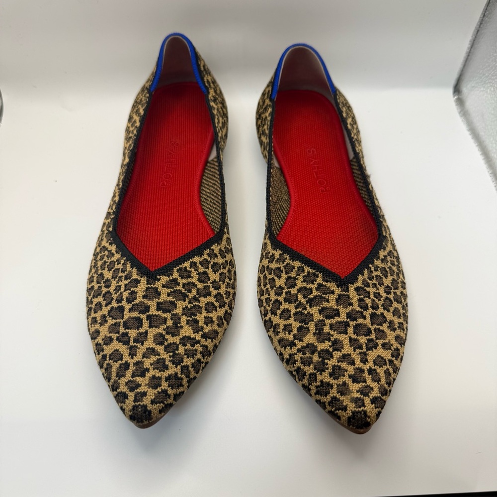 Rothy’s The Point Little Cat Leopard Knit Flats Women’s Size 12 Pointed Toe - Picture 3 of 12